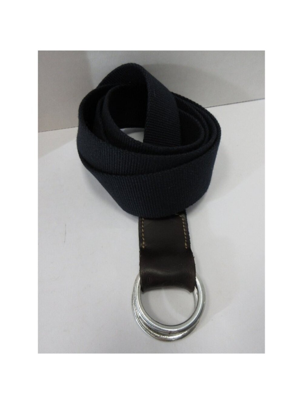 Brooks Brothers Belt XL Navy D Ring Canvas Leather Trim Made In USA *